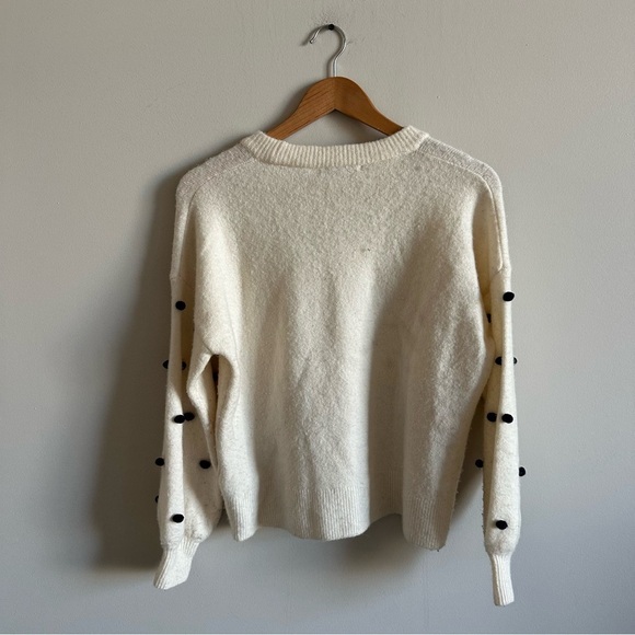 Madewell Cream Brockton Bobble Sweater Black Polka Dot in Coziest Yarn Crewneck - Picture 6 of 8